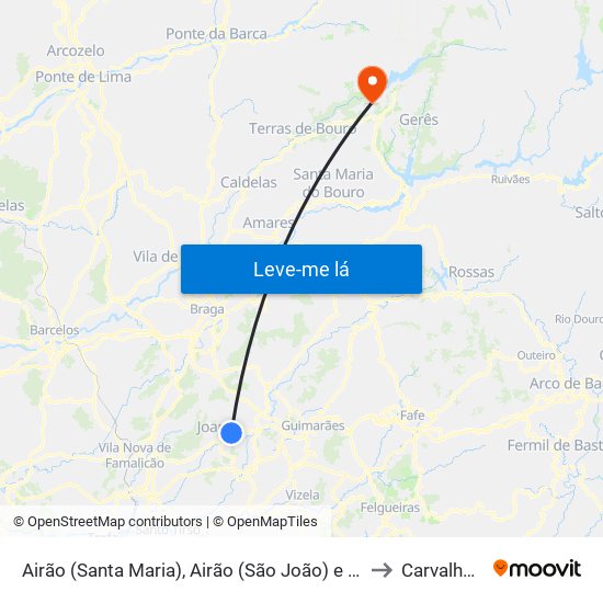 Airão (Santa Maria), Airão (São João) e Vermil to Carvalheira map