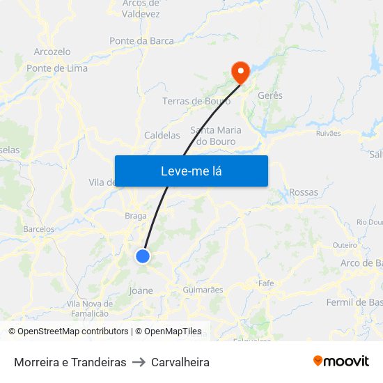 Morreira e Trandeiras to Carvalheira map