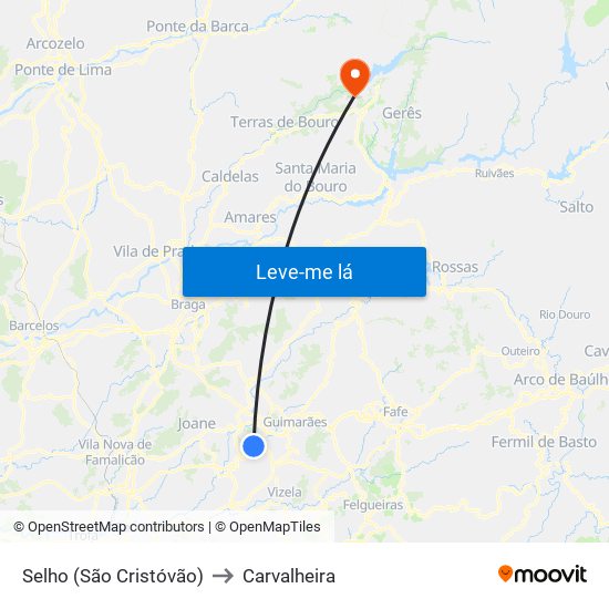 Selho (São Cristóvão) to Carvalheira map