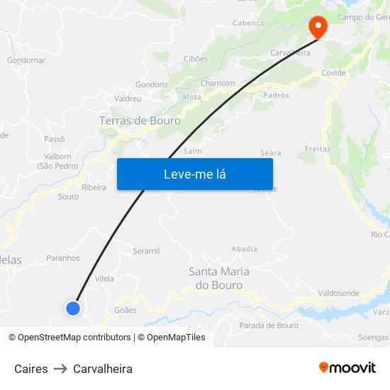 Caires to Carvalheira map