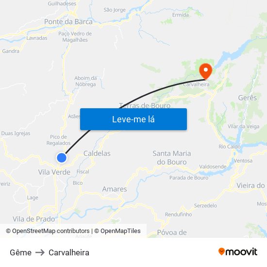 Gême to Carvalheira map
