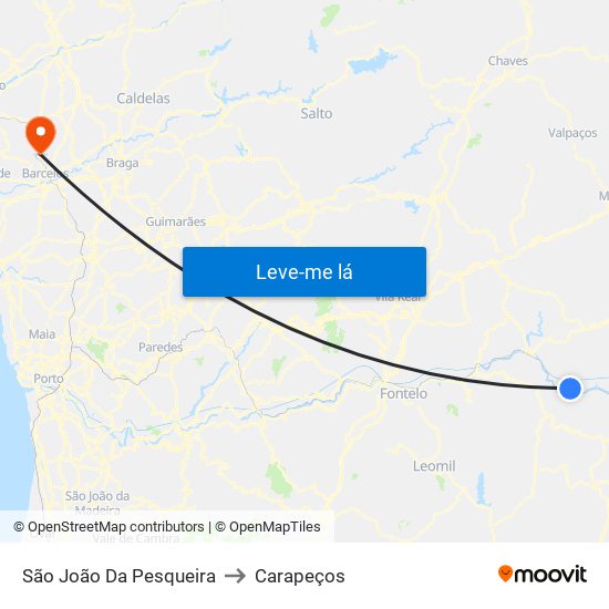 São João Da Pesqueira to Carapeços map