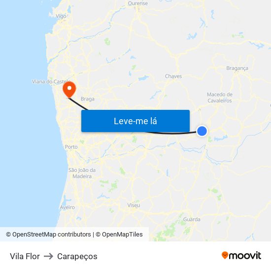 Vila Flor to Carapeços map