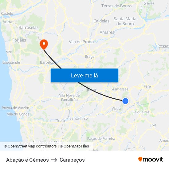 Abação e Gémeos to Carapeços map