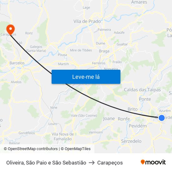 Oliveira, São Paio e São Sebastião to Carapeços map