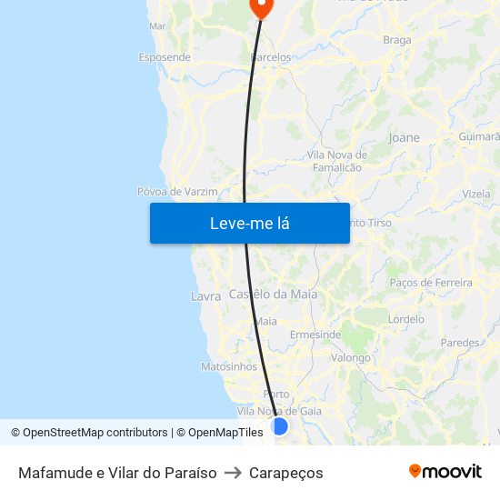 Mafamude e Vilar do Paraíso to Carapeços map