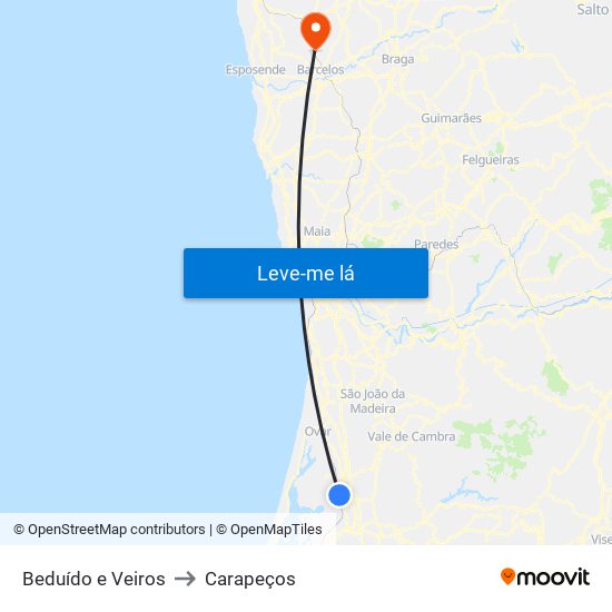 Beduído e Veiros to Carapeços map