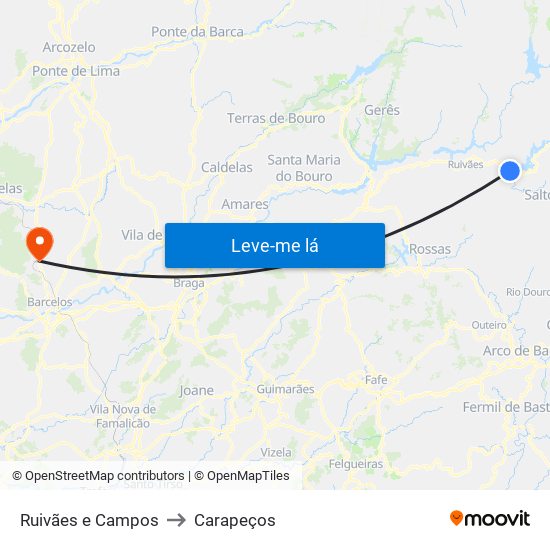 Ruivães e Campos to Carapeços map
