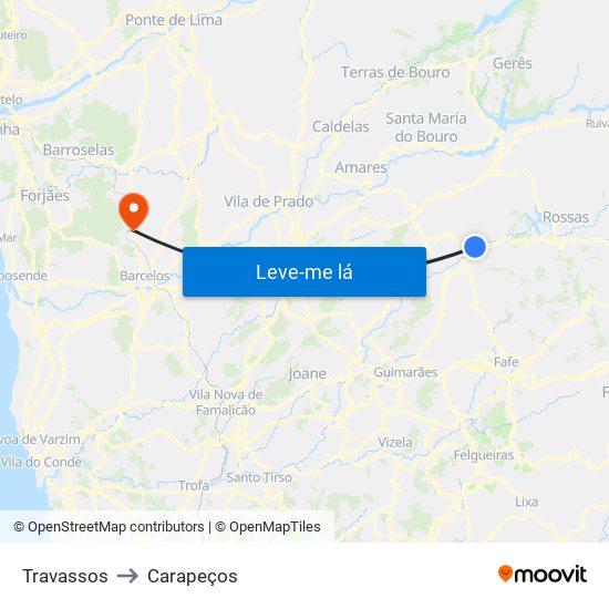 Travassos to Carapeços map