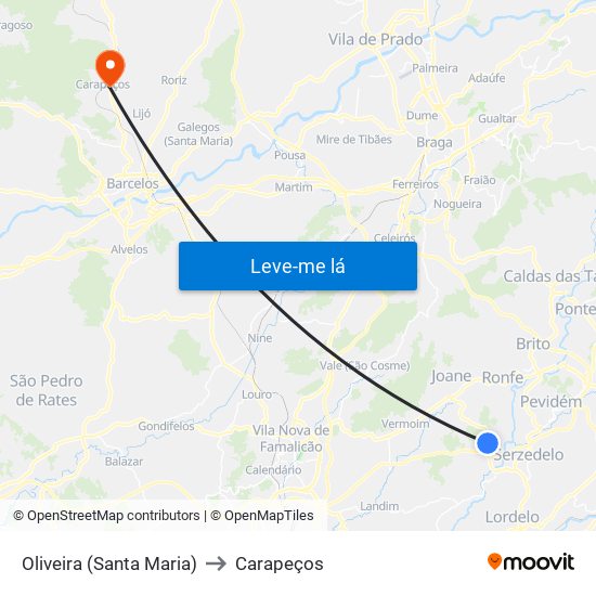 Oliveira (Santa Maria) to Carapeços map