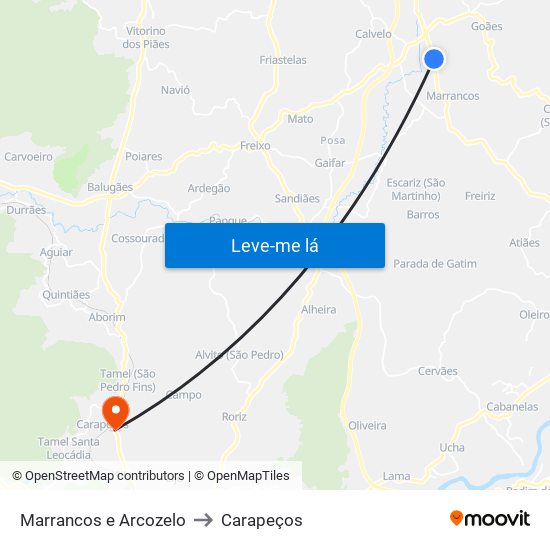 Marrancos e Arcozelo to Carapeços map