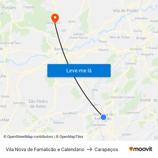 Vila Nova de Famalicão e Calendário to Carapeços map