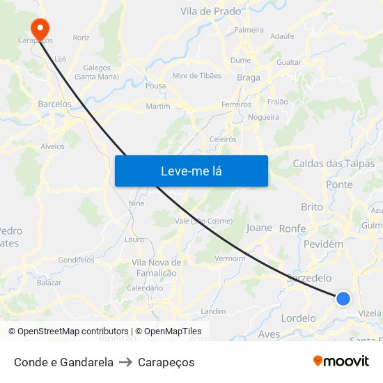 Conde e Gandarela to Carapeços map