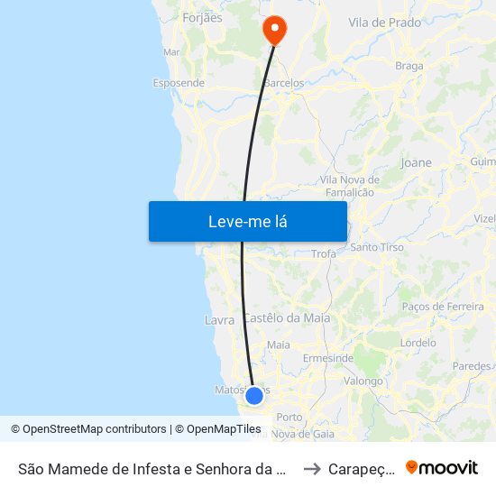 São Mamede de Infesta e Senhora da Hora to Carapeços map