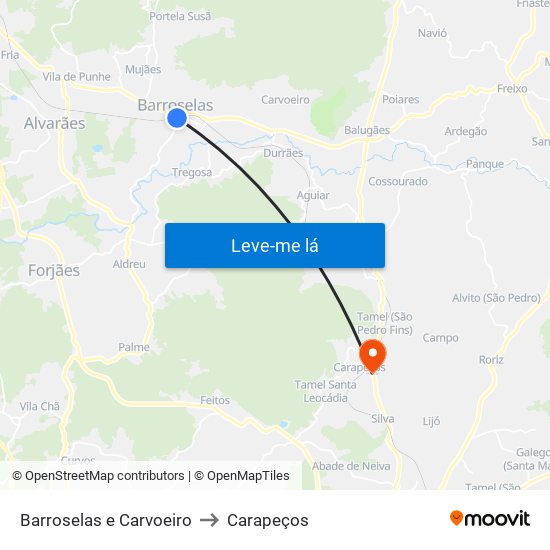 Barroselas e Carvoeiro to Carapeços map