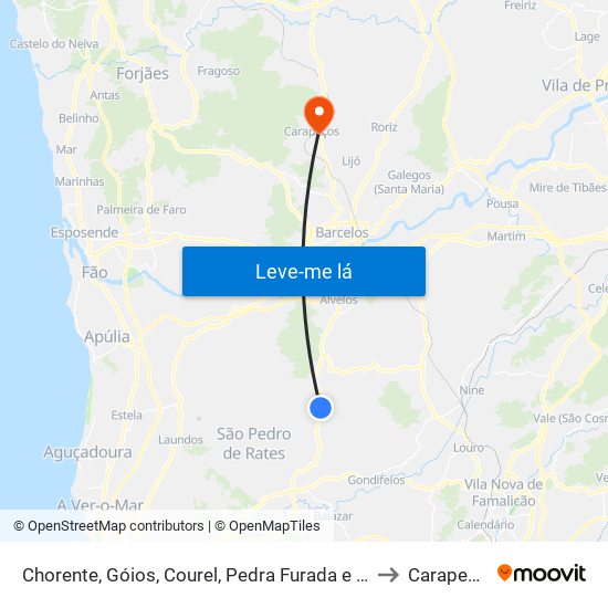 Chorente, Góios, Courel, Pedra Furada e Gueral to Carapeços map