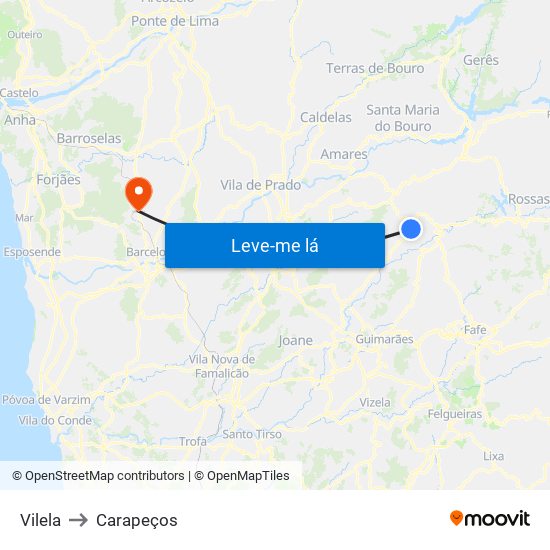 Vilela to Carapeços map