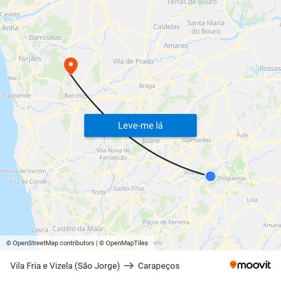 Vila Fria e Vizela (São Jorge) to Carapeços map