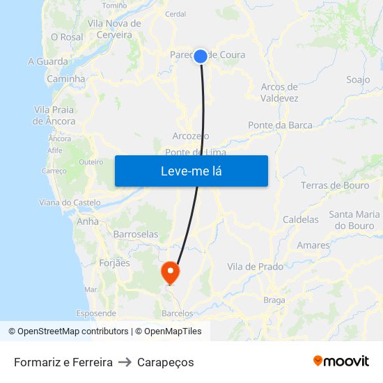 Formariz e Ferreira to Carapeços map