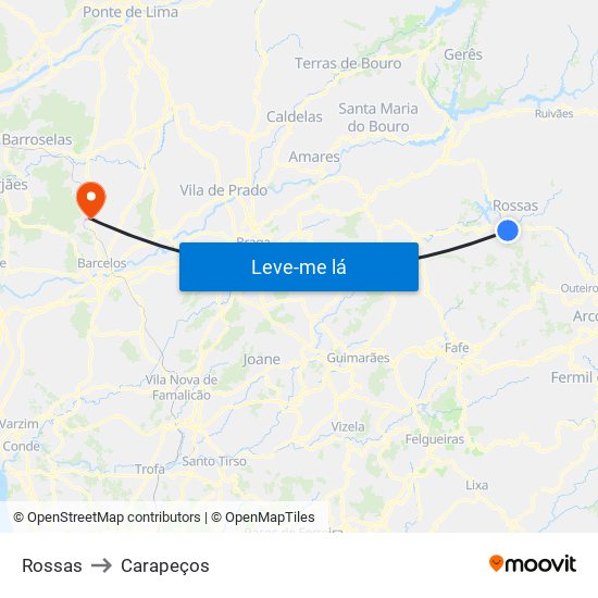 Rossas to Carapeços map