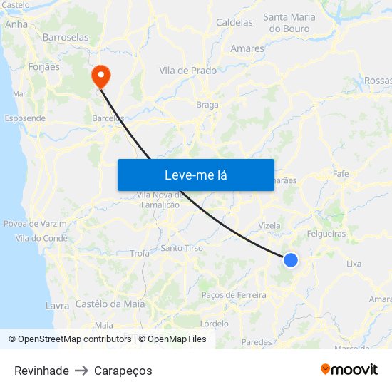 Revinhade to Carapeços map