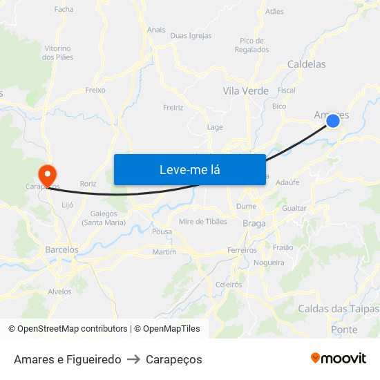 Amares e Figueiredo to Carapeços map