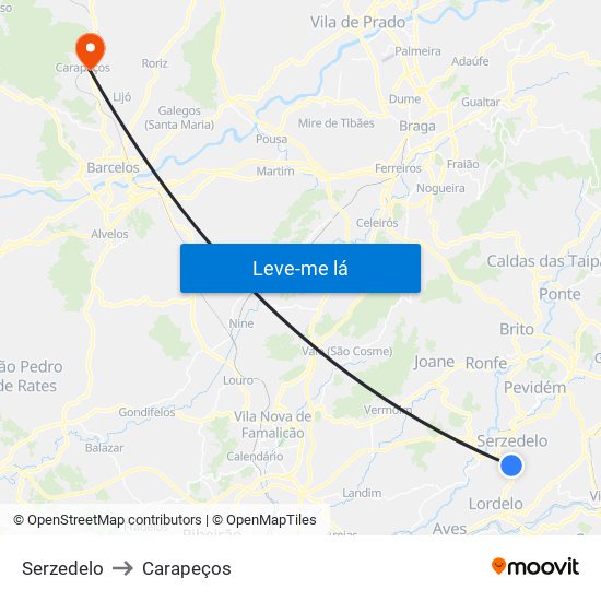 Serzedelo to Carapeços map