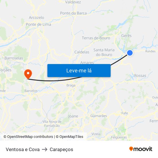 Ventosa e Cova to Carapeços map