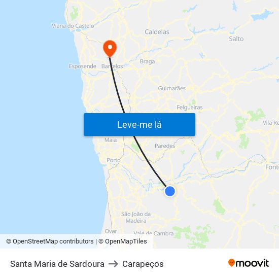 Santa Maria de Sardoura to Carapeços map