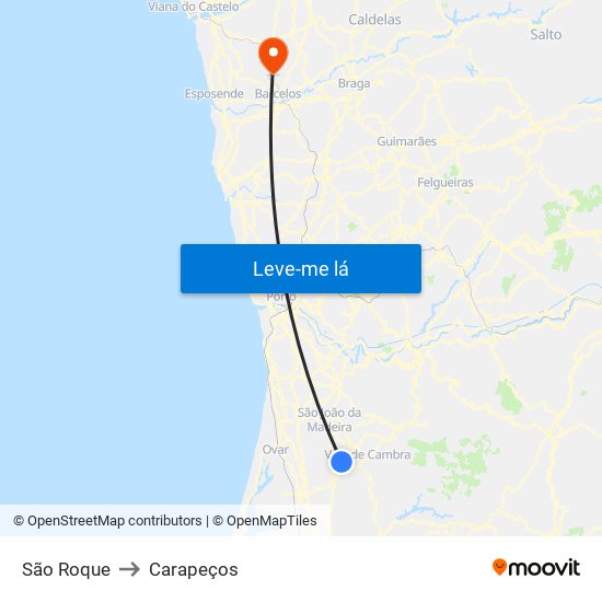 São Roque to Carapeços map