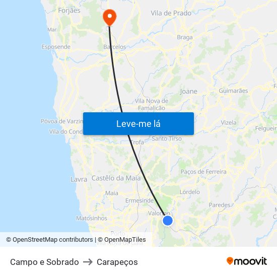 Campo e Sobrado to Carapeços map
