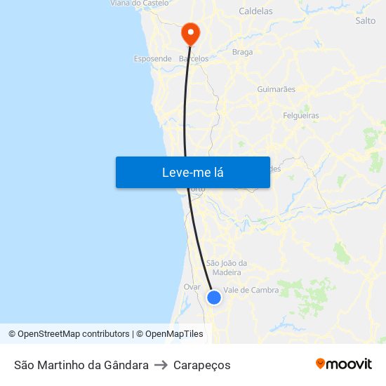 São Martinho da Gândara to Carapeços map