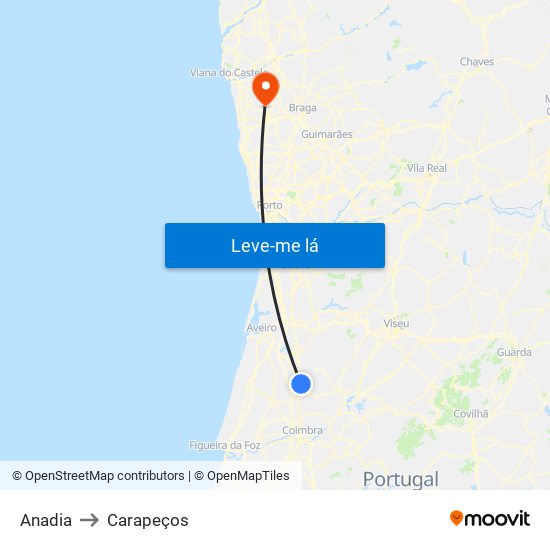 Anadia to Carapeços map