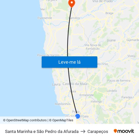 Santa Marinha e São Pedro da Afurada to Carapeços map