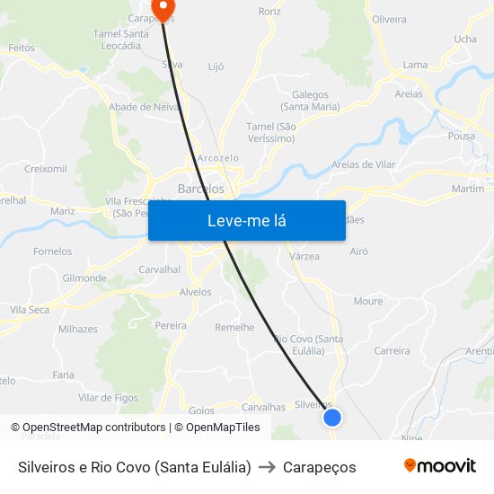 Silveiros e Rio Covo (Santa Eulália) to Carapeços map