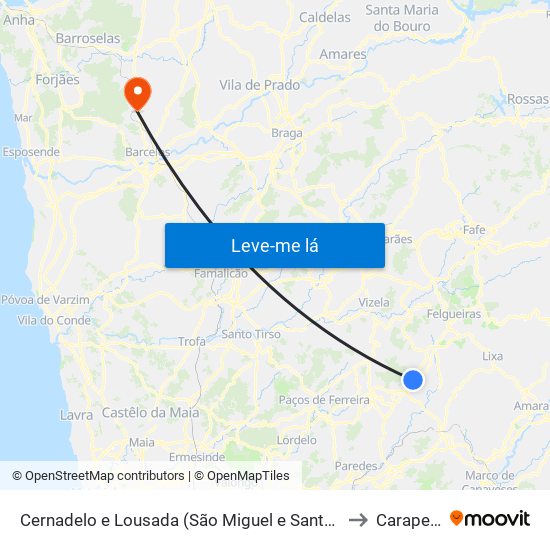 Cernadelo e Lousada (São Miguel e Santa Margarida) to Carapeços map