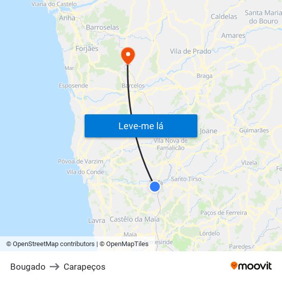 Bougado to Carapeços map