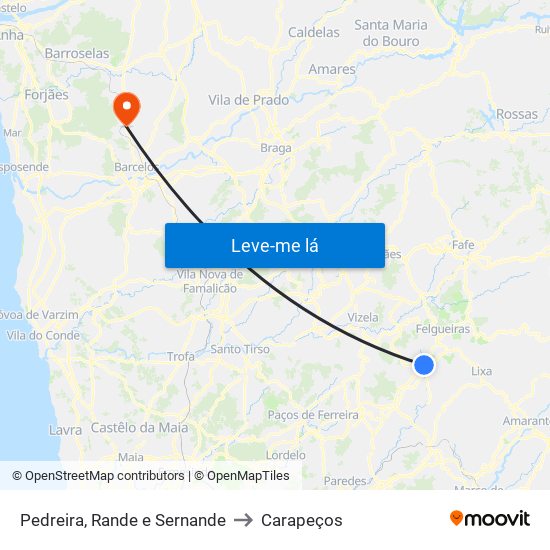 Pedreira, Rande e Sernande to Carapeços map