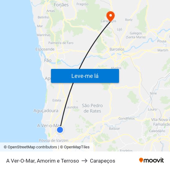 A Ver-O-Mar, Amorim e Terroso to Carapeços map