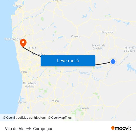 Vila de Ala to Carapeços map