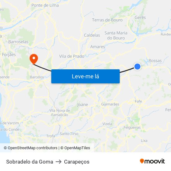 Sobradelo da Goma to Carapeços map