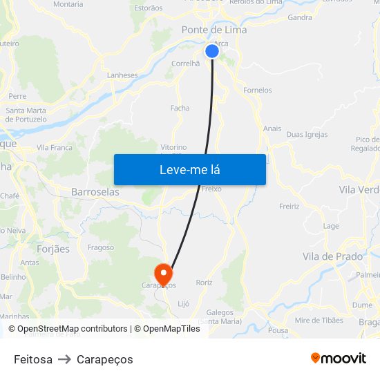 Feitosa to Carapeços map