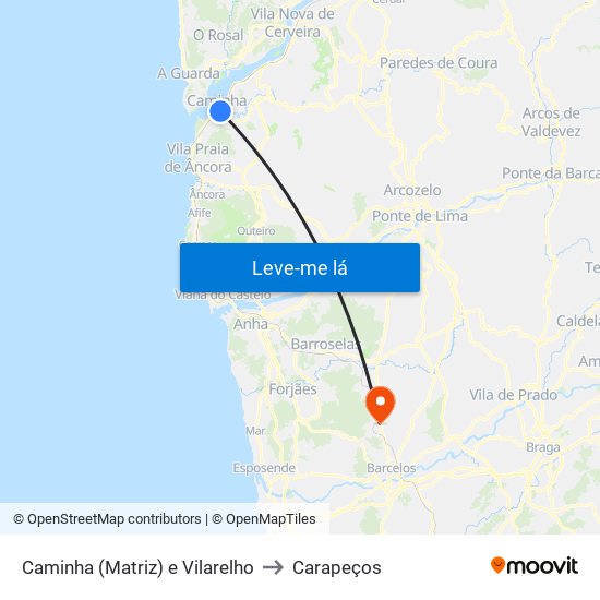 Caminha (Matriz) e Vilarelho to Carapeços map