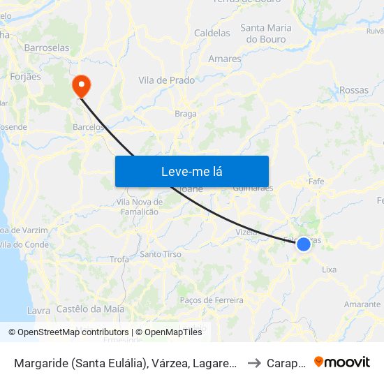 Margaride (Santa Eulália), Várzea, Lagares, Varziela e Moure to Carapeços map