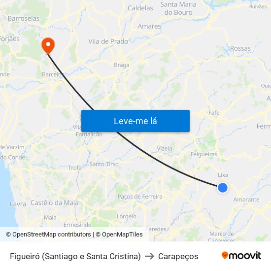 Figueiró (Santiago e Santa Cristina) to Carapeços map