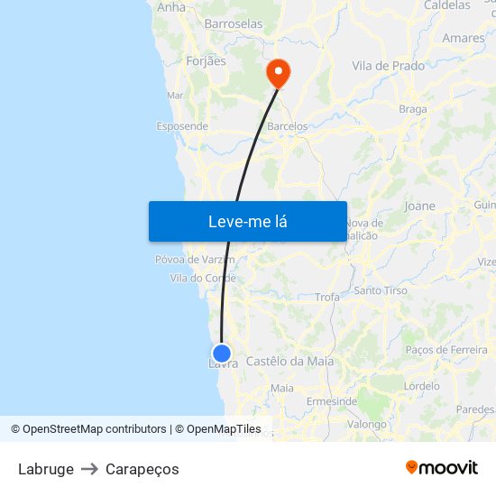 Labruge to Carapeços map