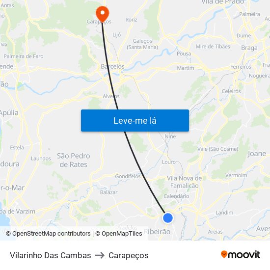 Vilarinho Das Cambas to Carapeços map