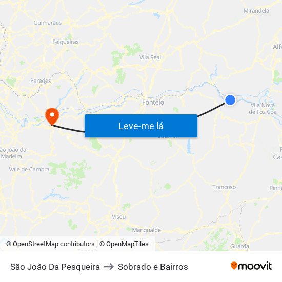 São João Da Pesqueira to Sobrado e Bairros map