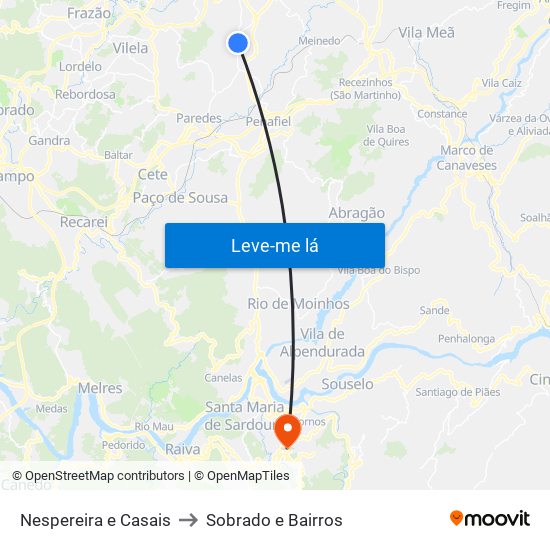 Nespereira e Casais to Sobrado e Bairros map