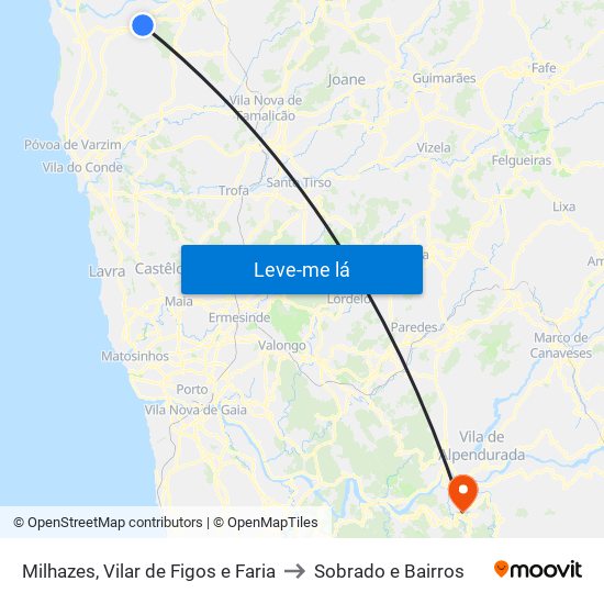 Milhazes, Vilar de Figos e Faria to Sobrado e Bairros map